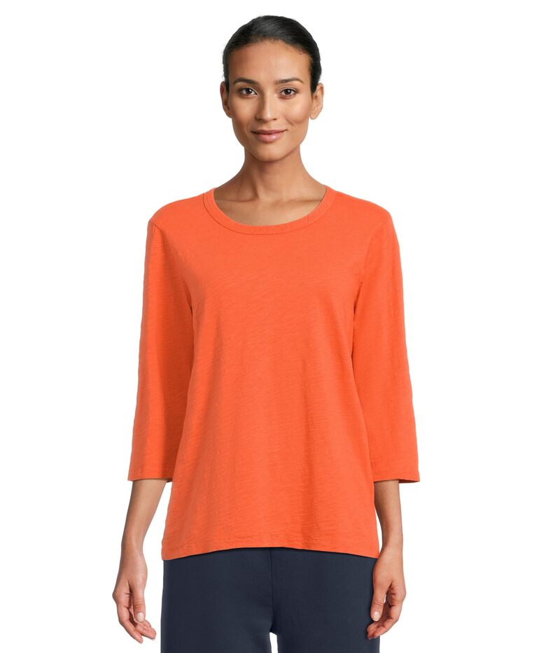 モッドドック レディース トップス シャツ クルーネック Mod-o-doc 3/4 Sleeve Crew Neck Favoritee Orange Clay オレンジ｜ReVida 店
