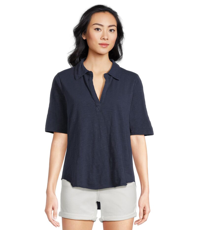 モッドドック レディース トップス シャツ Mod-o-doc Half Sleeve Polo Tee Vibrant Navy 1 ネイビー