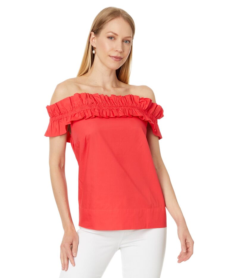 リリーピュリッツァー レディース トップス シャツ Lilly Pulitzer Brennalee Off The Shoulder Top Miznered レッド