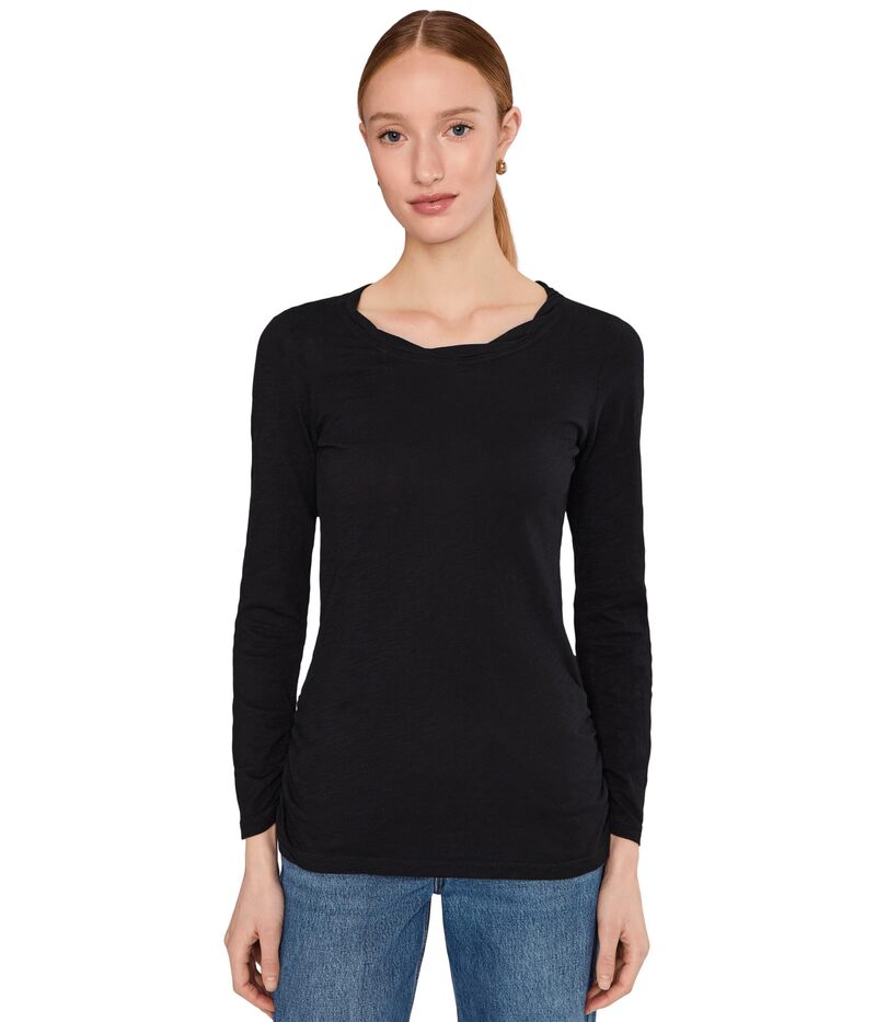 モッドドック レディース トップス シャツ Mod-o-doc Long Sleeve Twisted Scoopneck Tee Black ブラック
