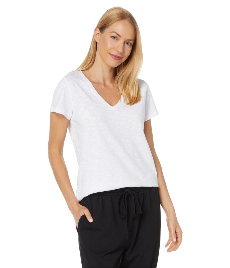 リラピー レディース トップス シャツ Vネック Lilla P V-Neck Short Sleeve Back Seam Tee White ホワイト