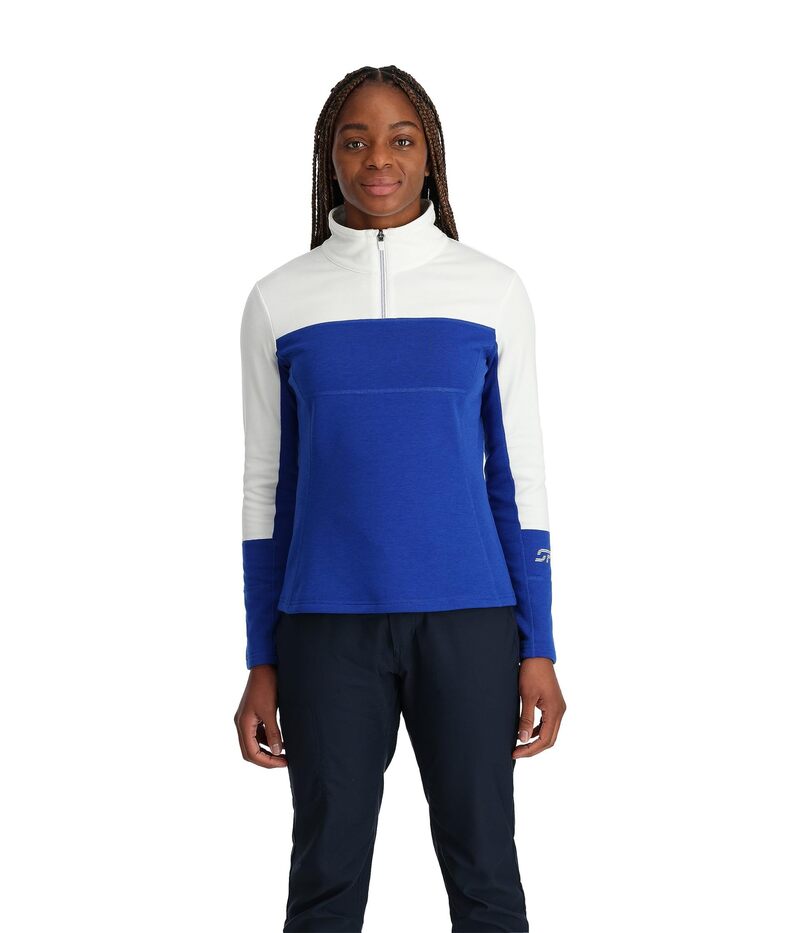 スパイダー レディース アウター コート フリース Spyder Speed Fleece 1/2 Zip Electric Blue ブルー