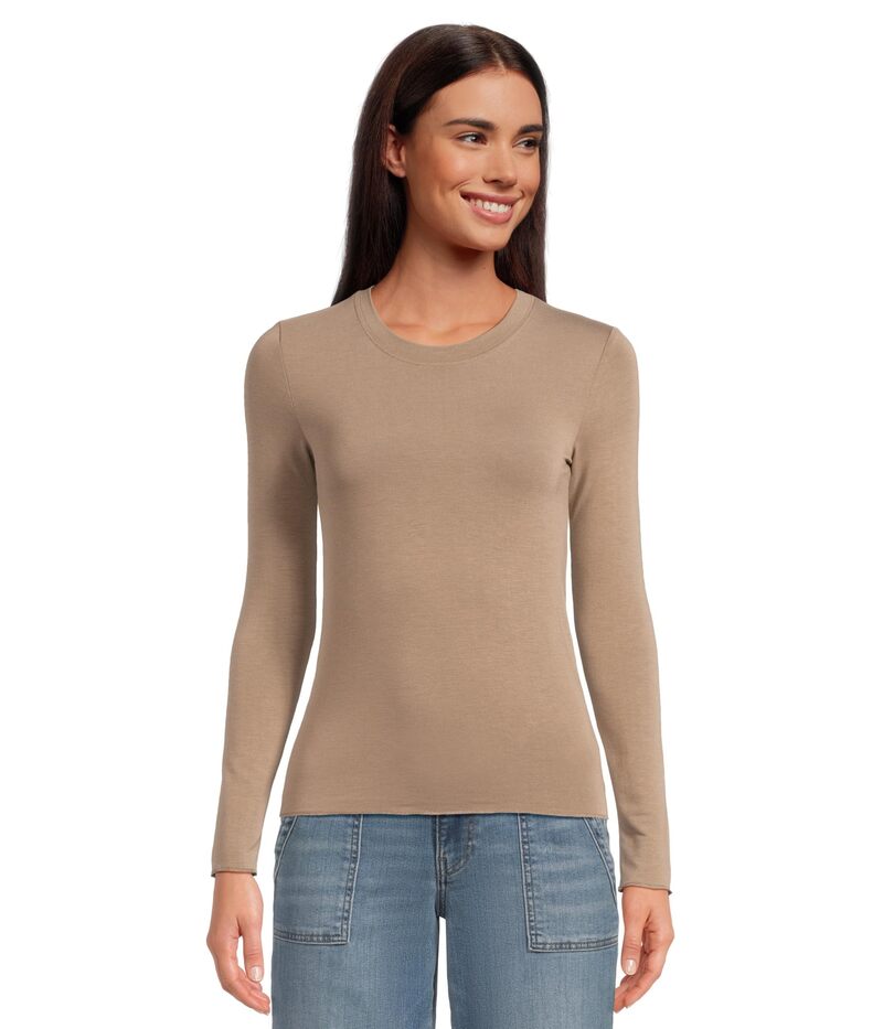 スプレンディット レディース トップス シャツ Splendid Bamboo Long Sleeve Tee Cedar Brown ブラウン