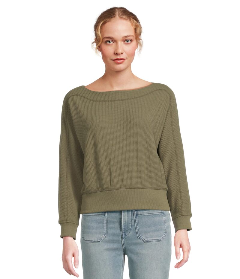 リラピー レディース トップス シャツ Lilla P Rib Trim Seamed Top Matcha|ReVida 店
