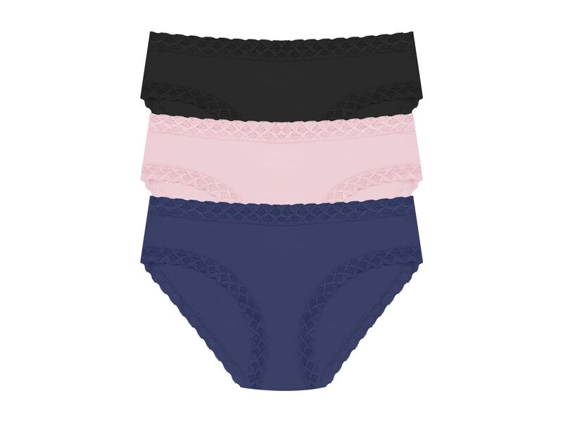 ナトリ レディース アンダー御召しもの ズボン下 Natori Bliss Girl Brief 3-Pack Ink/Pink Velvet/Black 黒いこと