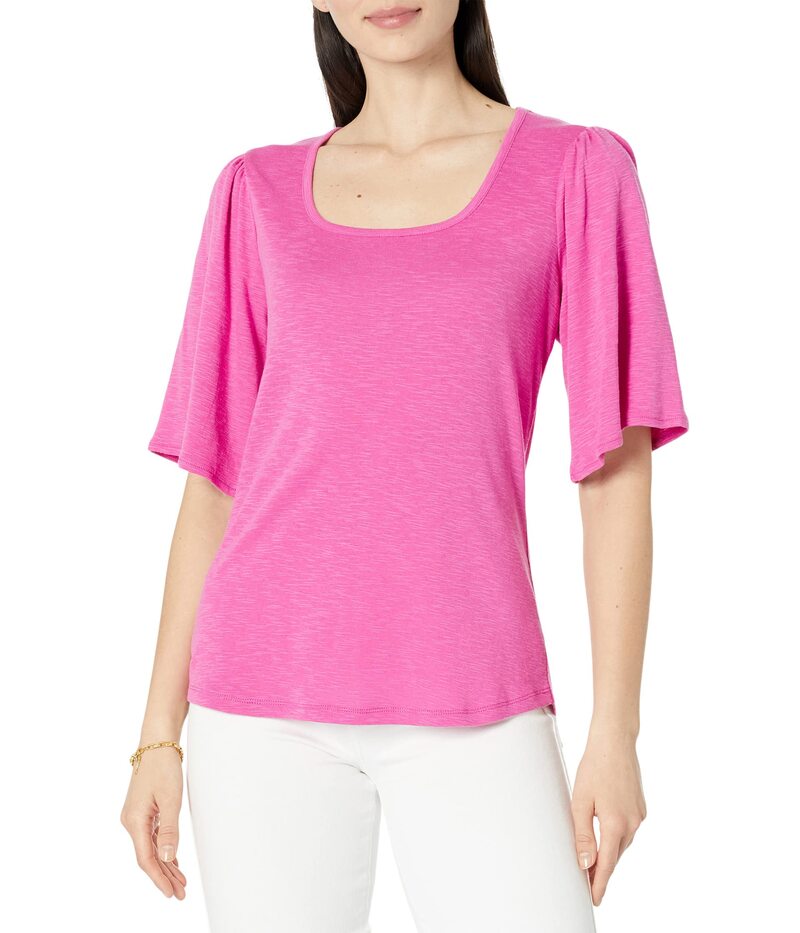 ニックプラスゾーイ レディース トップス シャツ NIC+ZOE Square Neck Flutter Sleeve Tee Freesia