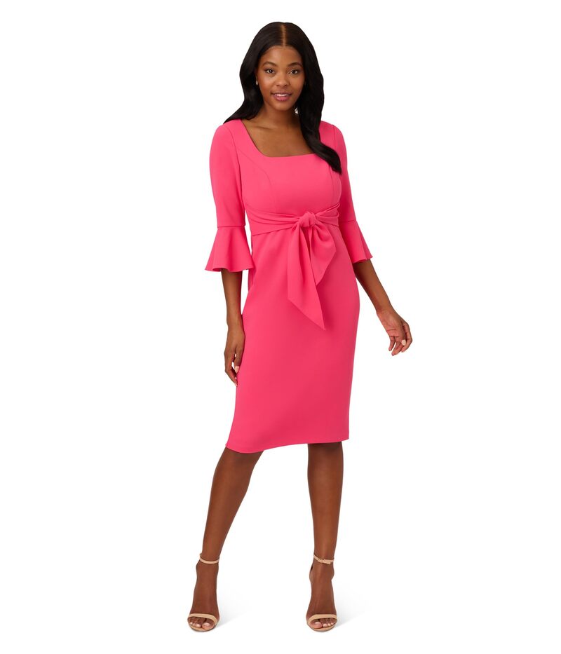アドリアナ パペル レディース トップス 衣装 Adrianna Papell Bell Sleeve Tie Front Dress Camellia