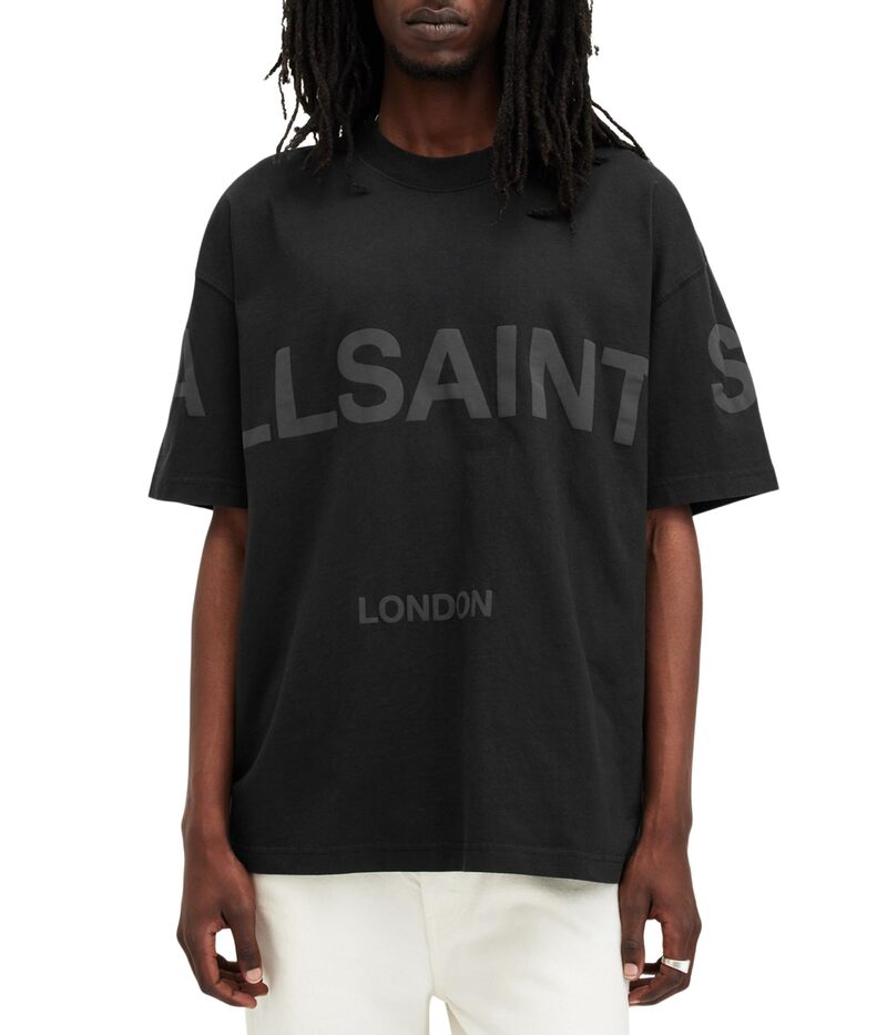 オールセインツ メンズ トップス シャツ AllSaints Biggy Short Sleeve Crew Jet Black ブラック