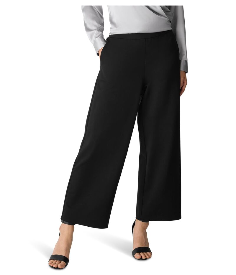 エイリーンフィッシャー レディース ボトムス カジュアルパンツ アンクル Eileen Fisher Washable Flex Ponte Wide Ankle Pant Black ブラック