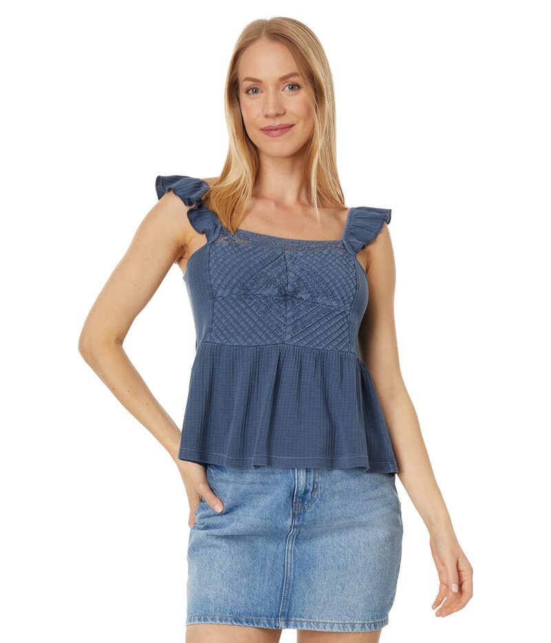 ラッキーブランド レディース トップス シャツ Lucky Brand Textured Yoke Peplum Tank Dark Denim デニム
