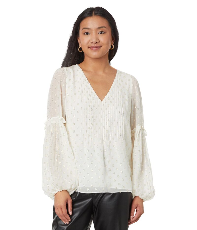 リリーピュリッツァー レディース トップス シャツ Lilly Pulitzer Cleme Long Sleeve Top Coconut Viscose Metalliclip Dot メタリック