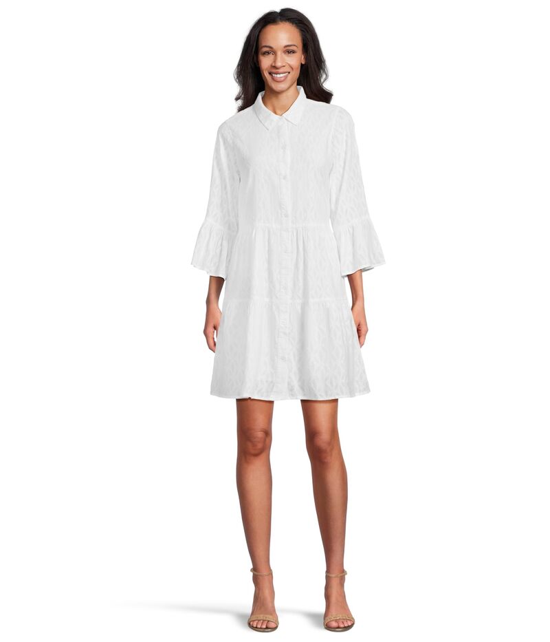 トッミーバハマ レディース トップス ワンピース ティアード シャツ コットン Tommy Bahama Cotton Clip Tiered Shirt Dress White ホワイト