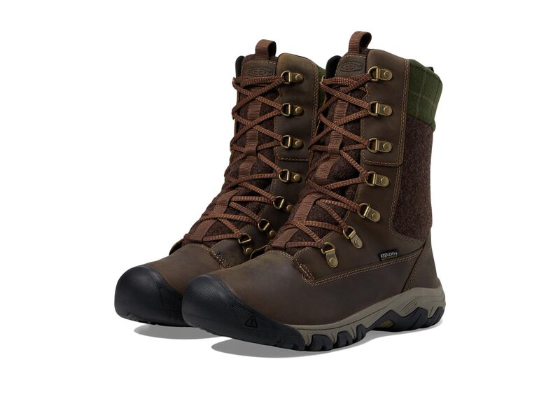 キーン レディース シューズ ブーツ・レインブーツ トール KEEN Gretall Boot Waterproof Dark Earth/Green Plaid 緑であること
