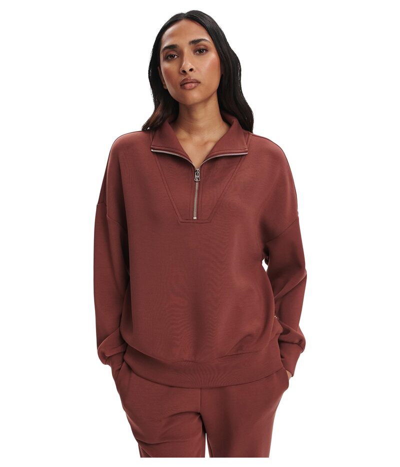 バーレイ レディース アウター パーカー・スウェット セーター Varley Hawley 1/2 Zip Sweater Cinnamon｜ReVida 店