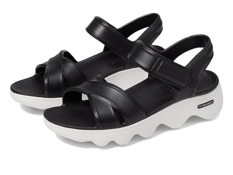 スケッチャーズ レディース シューズ サンダル SKECHERS Foamies Massage Fit - Heartfelt Black/White ホワイト