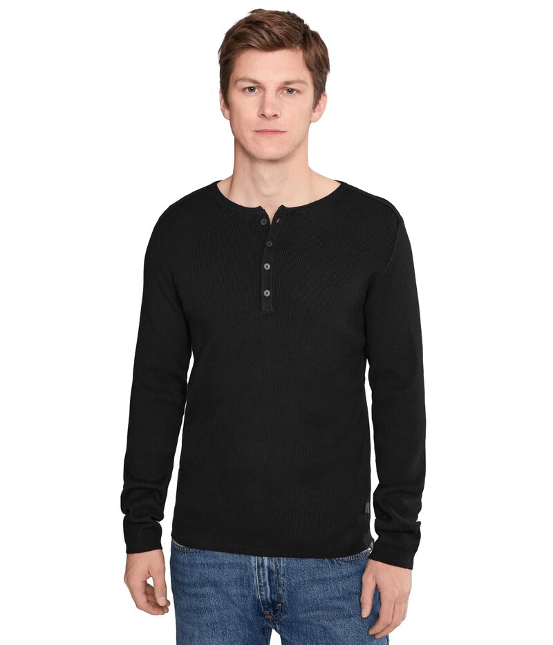 ジョンバルベイトス メンズ アウター ニット・セーター John Varvatos Javis Henley2601R25 Black ブラック