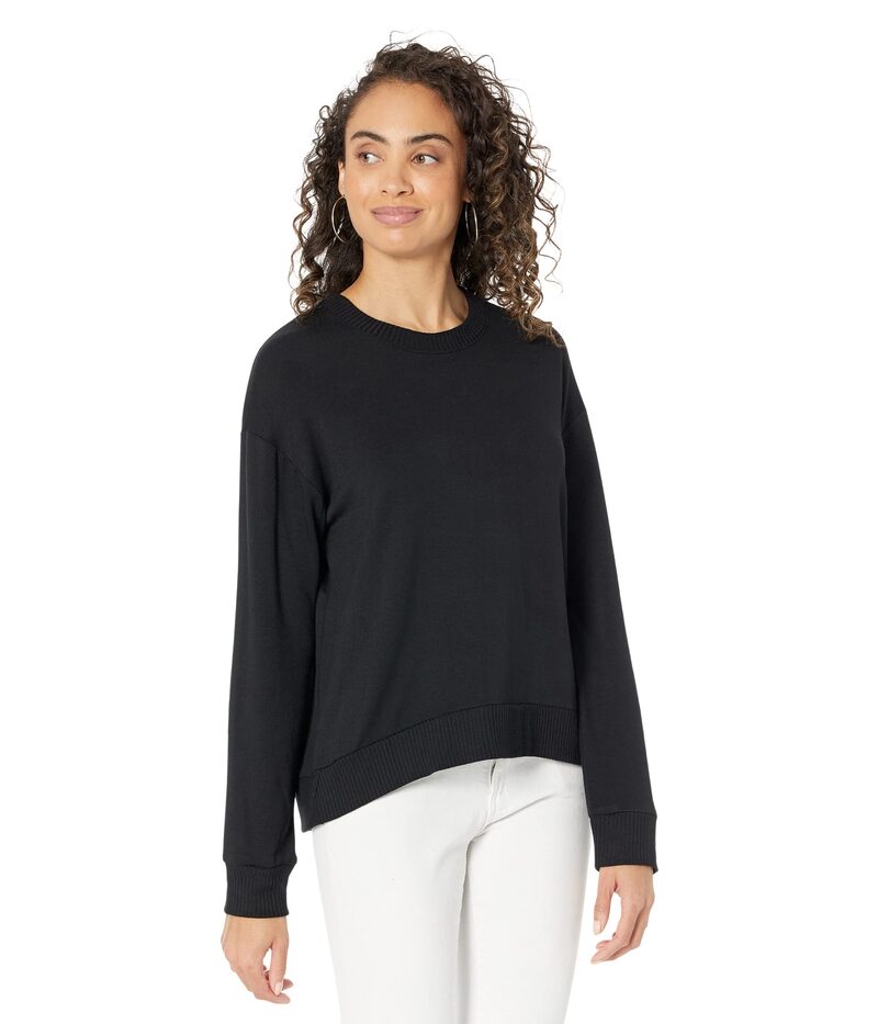 スプレンディット レディース アウター パーカー・スウェット パイル シャツ Splendid Super Soft French Terry Pullover Sweatshirt Black ブラック|ReVida 店