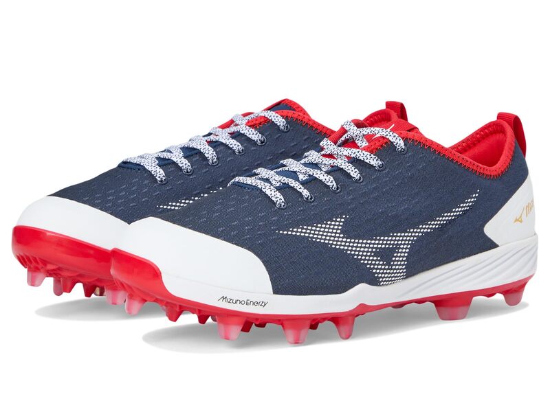 ミズノ メンズ シューズ スニーカー Mizuno Dominant 4 TPU Baseball Cleats Navy/Red ネイビー