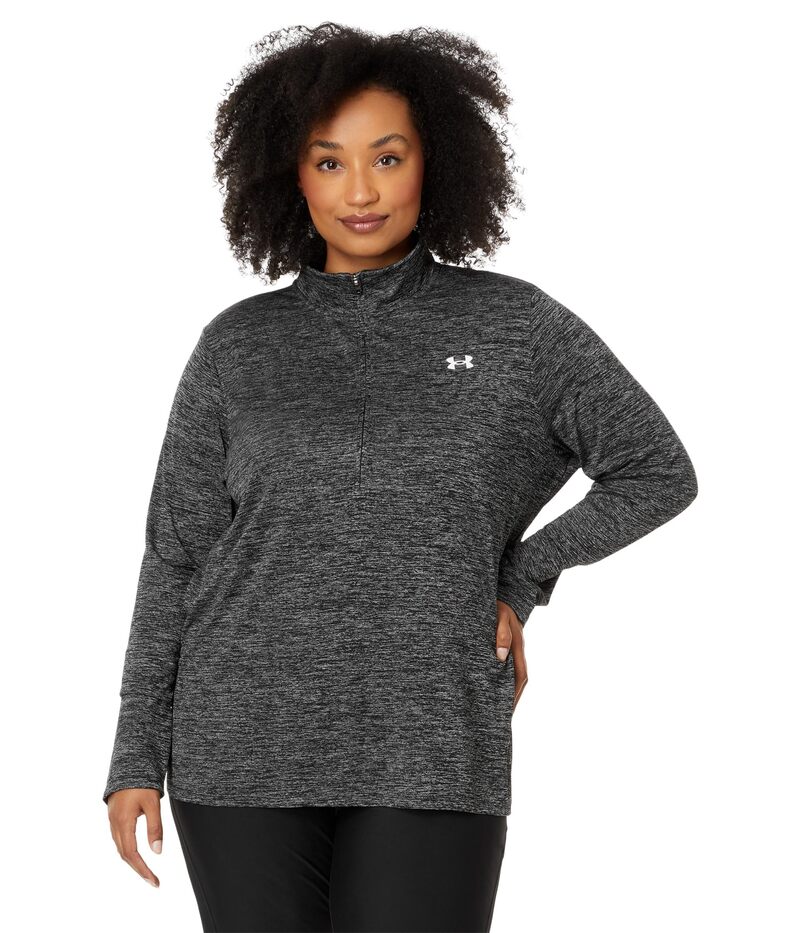 アンダーアーマー レディース トップス シャツ プラスサイズ Under Armour Plusize Tech 1/4 Zip Twist Black/White ホワイト