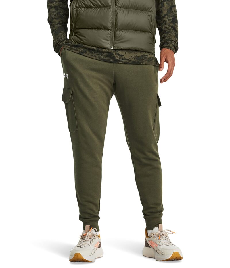 アンダーアーマー メンズ ボトムス カジュアルパンツ ジョガーパンツ フリース Under Armourival Fleece Cargo Joggers Marine OD Green/White ホワイト｜ReVida 店