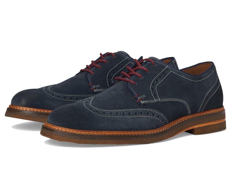 ジョンストンアンドマーフィー メンズ シューズ オックスフォード ウィングチップ Johnston \u0026 Murphy Calder Wingtip Navy Waxed Suede 米国海軍