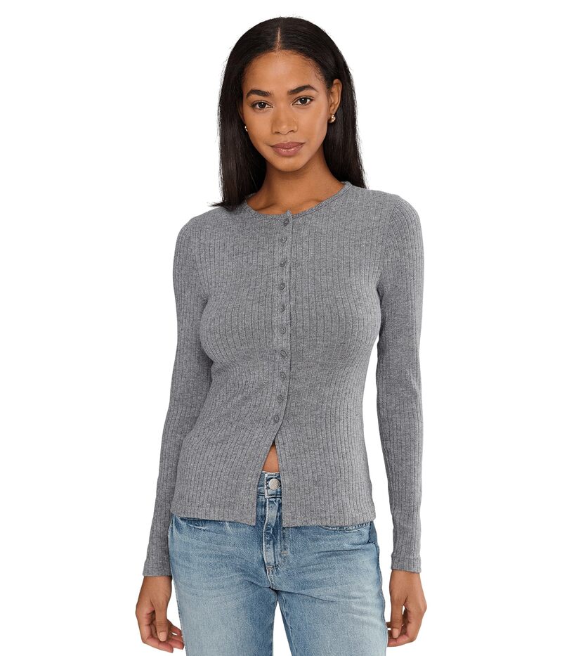 メイドウェル レディース トップス シャツ モックネック カーディガン Madewell Texture Mock Neck Cardigan Heather Charcoal チャコール