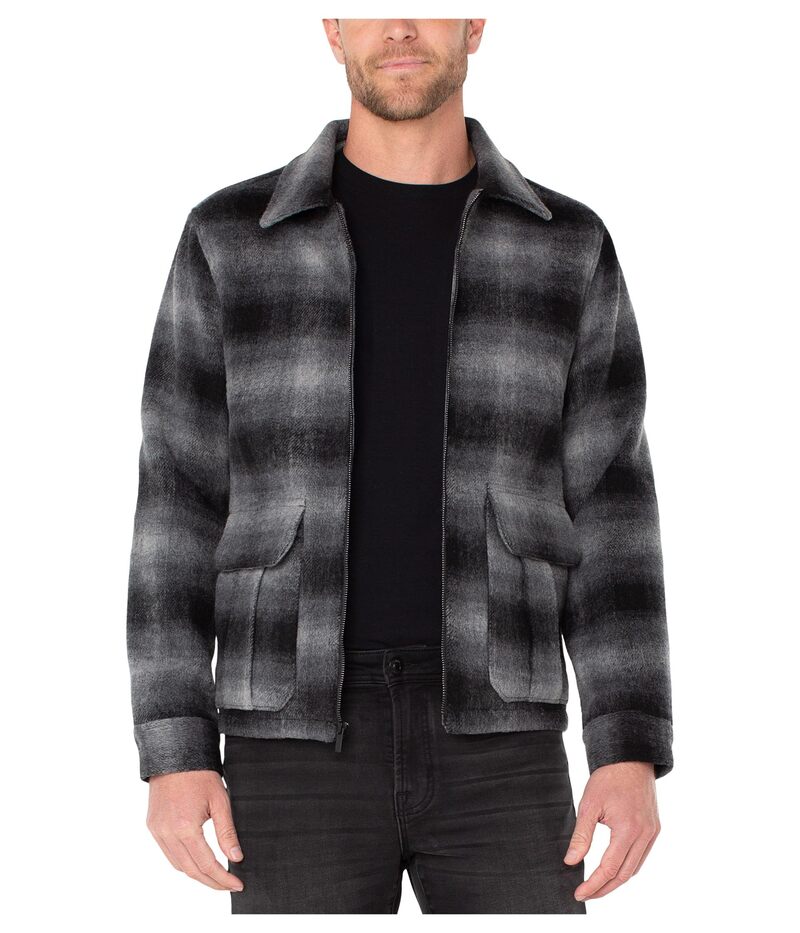 リヴァプール 天使の都市 メンズ アウター 厚地の外套 上衣 Liverpoolos Angeles Long Sleeve Plaid Zip Jacket Black Grey Multi 黒いこと