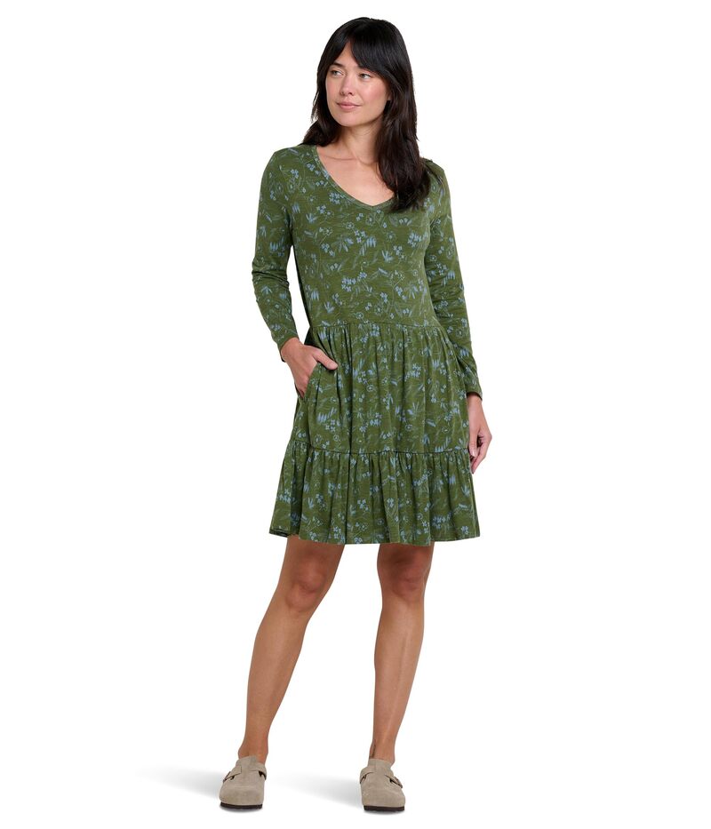 ドード アンドコー レディース トップス ワンピース ティアード Toad&Co Marley Tiered Long Sleeve Dress Chive Sketch Print