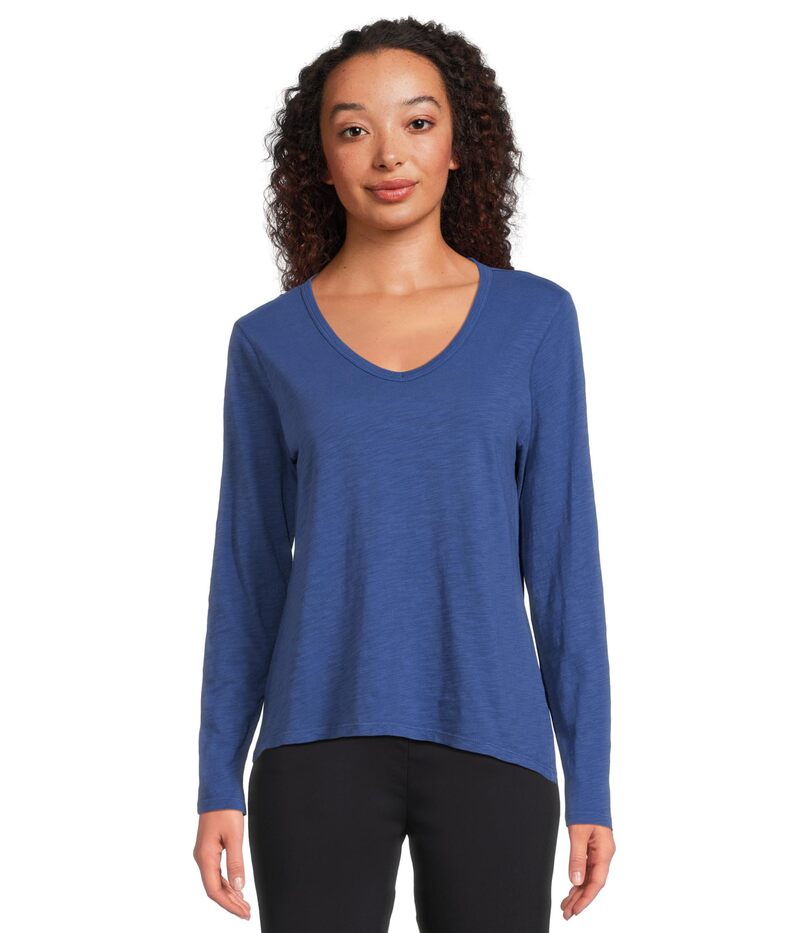 エリオットローレン レディース トップス シャツ Vネック ニット Elliott Lauren Garment Dye Tees - Long Sleeve V-Necknitop Lapis|ReVida 店