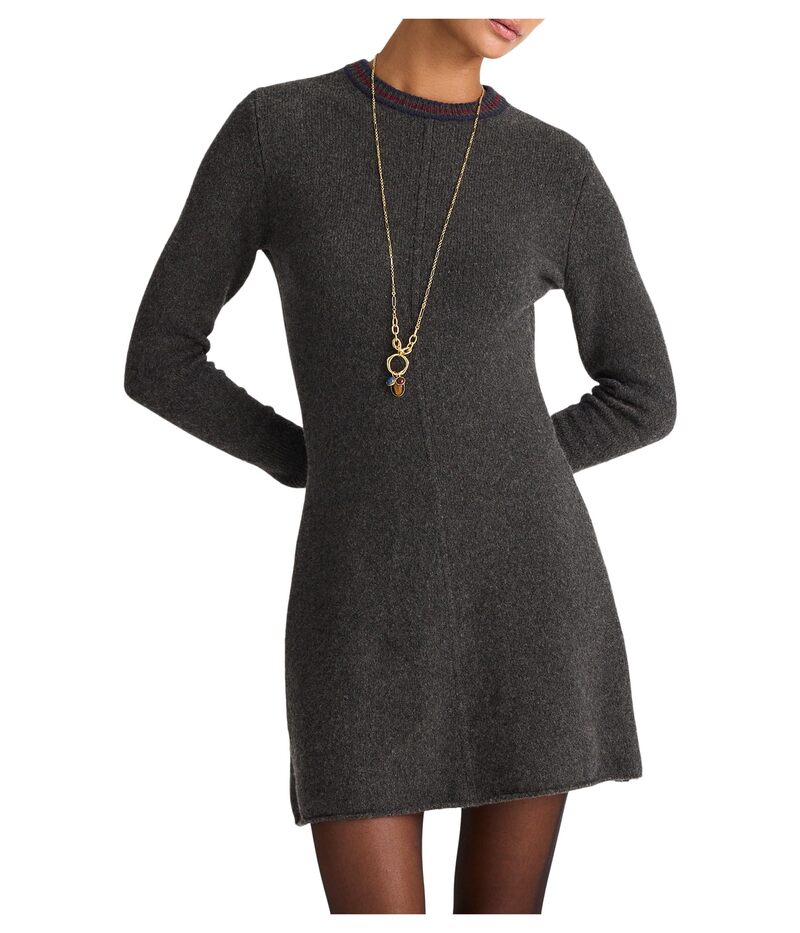 メイドウェル レディース トップス ワンピース ミニ セーター Madewell Southgate Mini Sweater Dress - Varsity Charcoal Placed Stripe チャコール｜ReVida 店