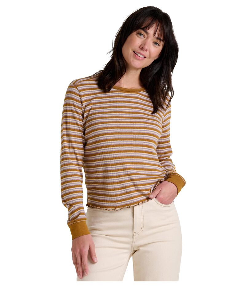ドード アンドコー レディース トップス シャツ Toad&Co Foothill Pointelle Long Sleeve Crew II Kelp Stripe ストライプ