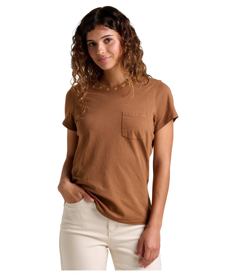 ドード アンドコー レディース トップス プルオーバー 刺しゅう Toad\u0026Co Primo Short Sleeve Crew Embroidered Brown Sugar Embroidery 赤銅色