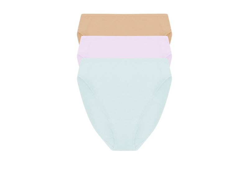 ナトリ レディース アンダー御召しもの ズボン下 綿織物 Natori Bliss Bare Cotton High Cut Brief 3-Pack Cloud Green/Pale Purple/Cafe 緑であること