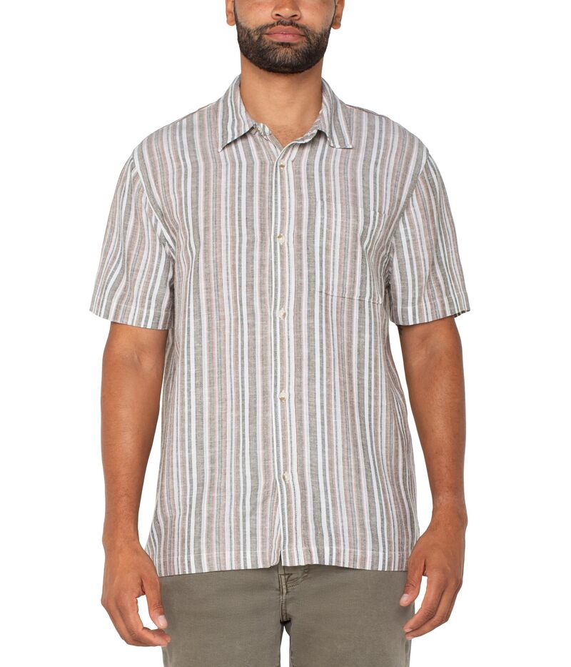 リヴァプール ロサンゼルス メンズ トップス シャツ Liverpoolos Angeleshort Sleeve Button Up Shirt Sage Multi セージ