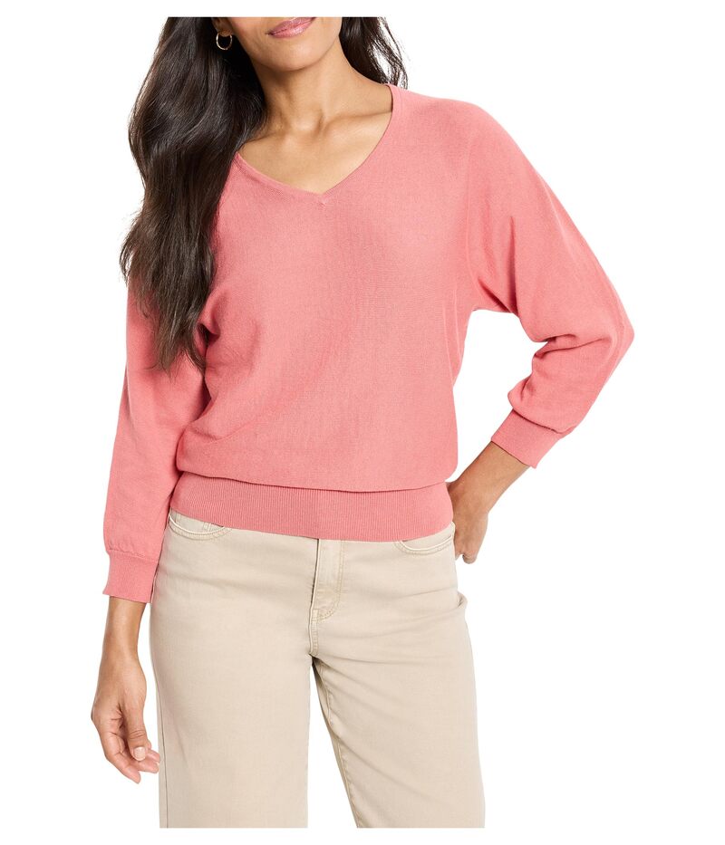 ニックプラスゾーイ レディース アウター 編み物・プルオーバー Vのど首 綿織物 NIC+ZOEasy V-neck Pure Cotton Sweatered Clay 赤いこと セーター-レディースファッション-ニット・セーター