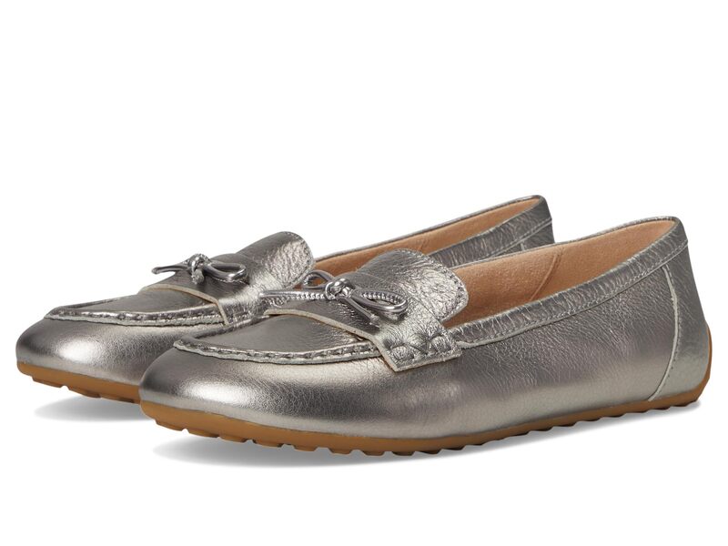 バイオニック レディース シューズ スリッポン・ローファー VIONIC Taryn Driver Shoes Pewter Leather ピューター レディース靴-靴