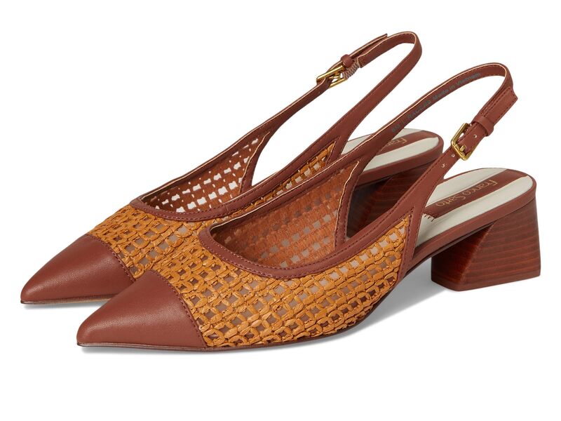 フランコサルト レディース シューズ 踵 Franco Sarto Racer9 Slingback Shoes Wicker Faux Leather Weave