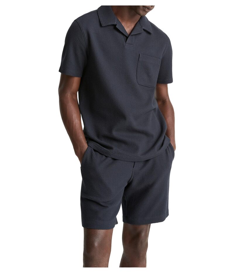 ヴィンス メンズ トップス シャツ ニット Vince Seersucker Knit Short Sleeve Johnny Collar Coastal|ReVida 店
