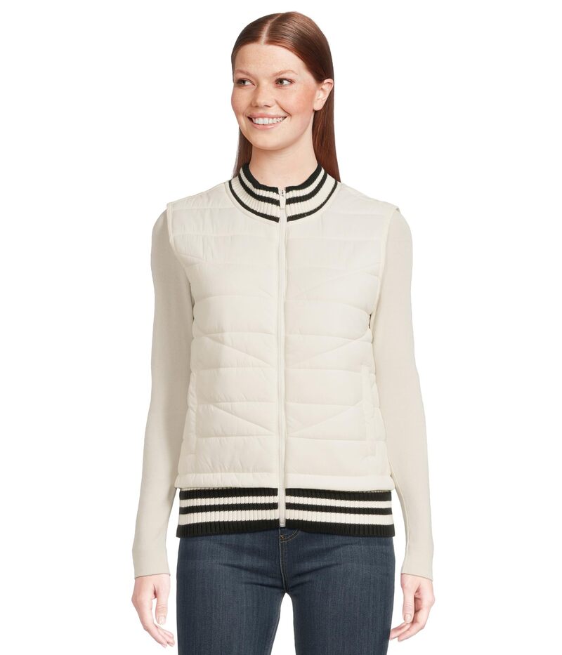 リヴァプール ロサンゼルス レディース アウター コート キルティング ベスト セーター ノースリーブ Liverpoolos Angelesleeveless Quilted Front Full Zip Sweater Vest Porcelain