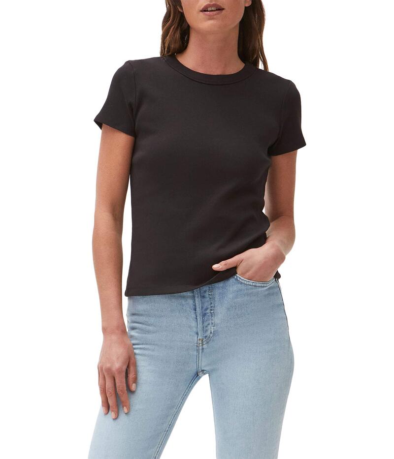 マイケルスターズ レディース トップス シャツ クルーネック コットン Michael Stars Lexy 1x1 Cotton Short Sleeve Crew Neck Tee Black ブラック