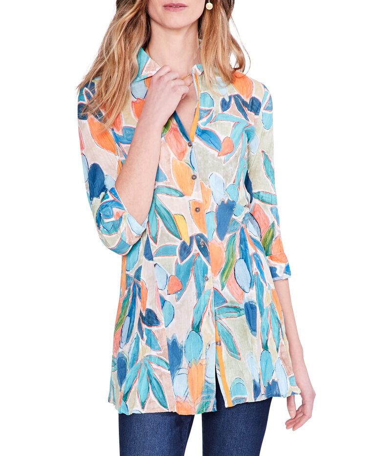 ニックプラスゾーイ レディース トップス シャツ NIC+ZOE Citrus Grove Long Crinkle Shirt Blue Multi ブルー