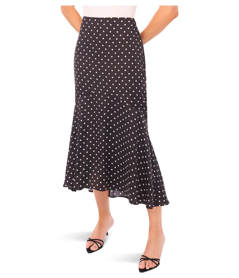セセ レディース ボトムスカート ミディ CeCe Charmeuse Flouncy Hemidi Skirt Rich Black ブラック|ReVida 店
