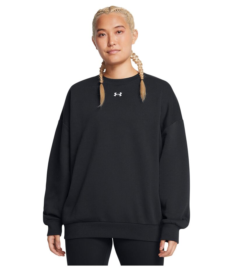 アンダーアーマー レディース アウター パーカー・スウェット フリース Under Armourival Fleece Oversized Crew Black/White ホワイト｜ReVida 店