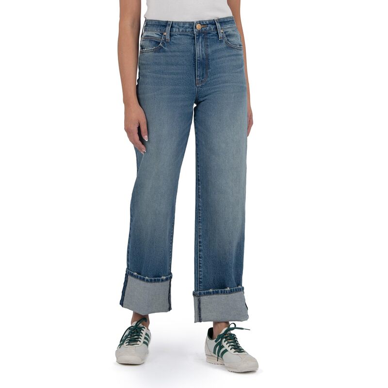 カットフロムザクロス レディース ボトムス デニムパンツ ワイドレッグ プチ KUT from the Kloth Petite Sienna High-Rise Wide Leg Roll-Up 5\