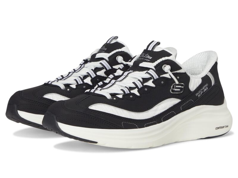 スケッチャーズ レディース シューズ スニーカー SKECHERS Conotur Foam Cozy Fit Sweet Nostalgia Black/White ホワイト