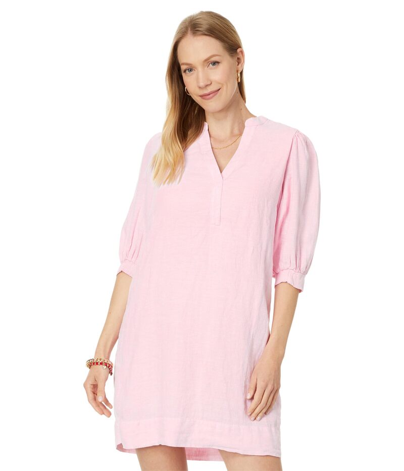 リリーピュリッツァー レディース トップス シャツ リネン Lilly Pulitzer Mialeigh Elbow Sleeve Linen Conch Shell Pink X Resort White ホワイト|ReVida 店