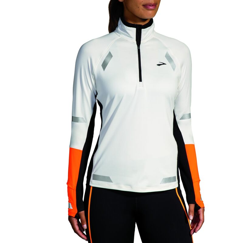 ブルックス レディース アウター コート Brooks Run Visible 1/2 Zip 2.0 Ecru/Fluoro Flash/Black エクリュ