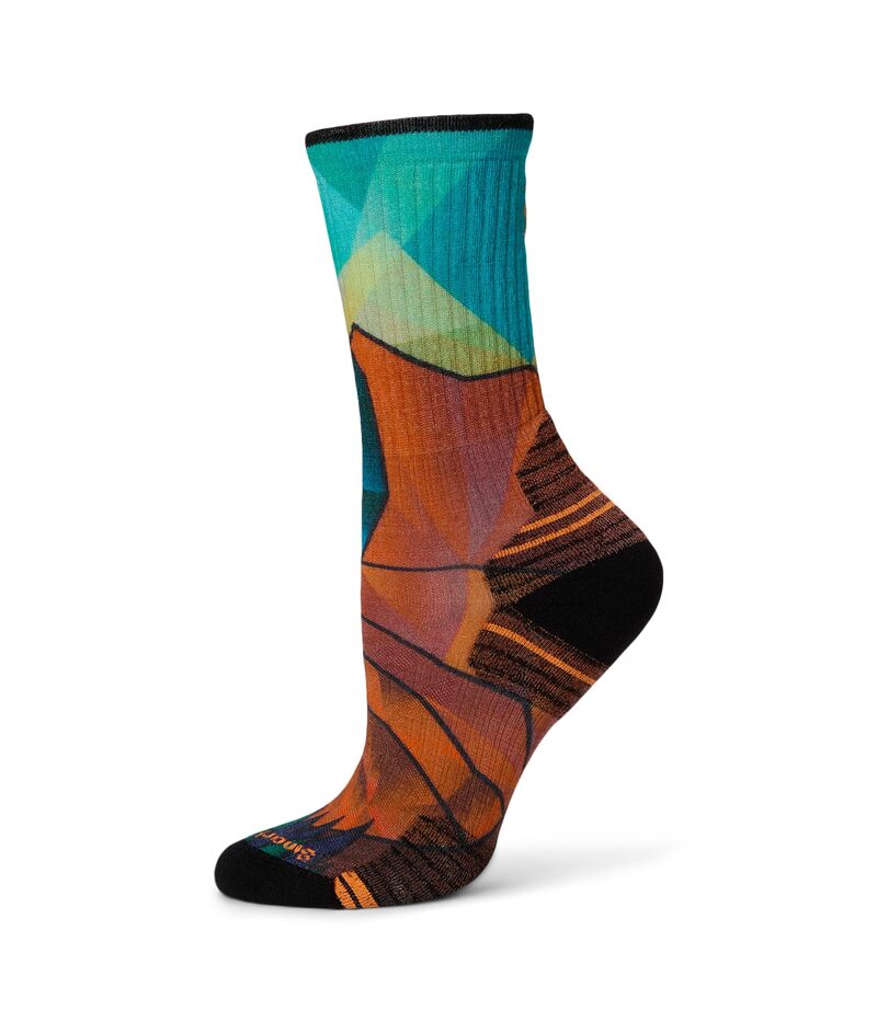 かっこ良い羊毛 レディース アンダーお召しもの ソックス 刷り上げる Smartwool Hike Targeted Cushion Mountain Prism Print Crew Socks Orange Rust オレンジ色