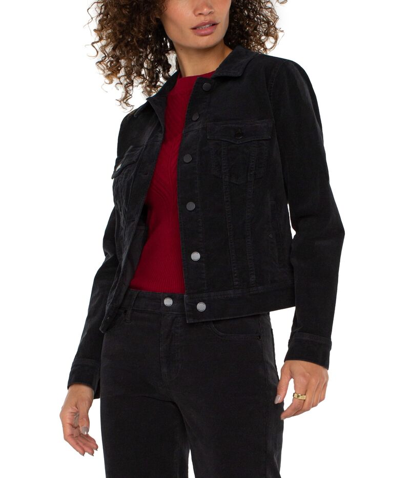 リヴァプール 天使の都市 レディース アウター 厚地の外套 コール天 上衣 Liverpoolos Angeles Classic Jacket Stretch Corduroy Onyx