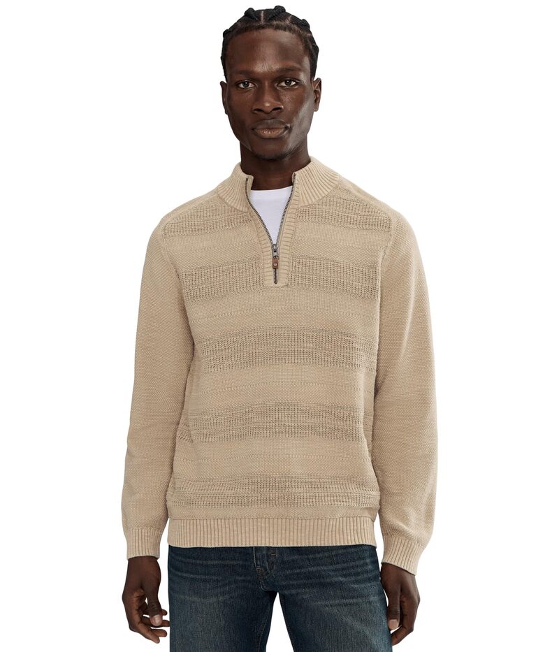 トッミーバハマ メンズ アウター 編み物・スウェーター ハーフジップ Tommy Bahama Saltwater Textured Half Zip Abbey Stone 石ころ トップス-メンズファッション-ニット・セーター